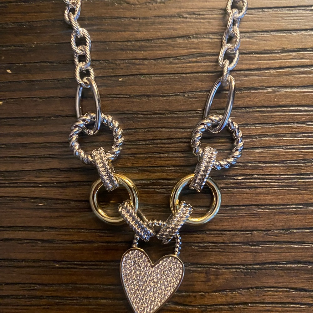 NEW Atterri chain link silver heart necklace - Picture 2 of 6